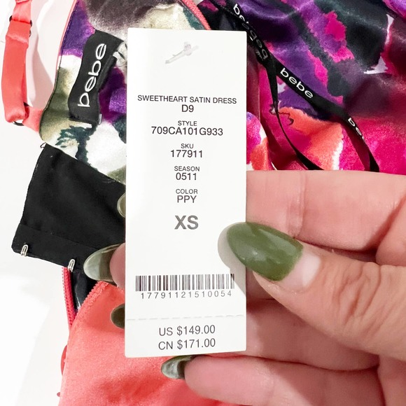 Bebe Sweetheart Satin Corset Top Dress Coral XS NWT - Picture 9 of 12